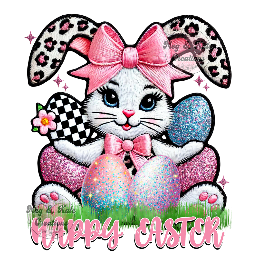 Happy Easter Faux Embroidery DTF TRANSFER