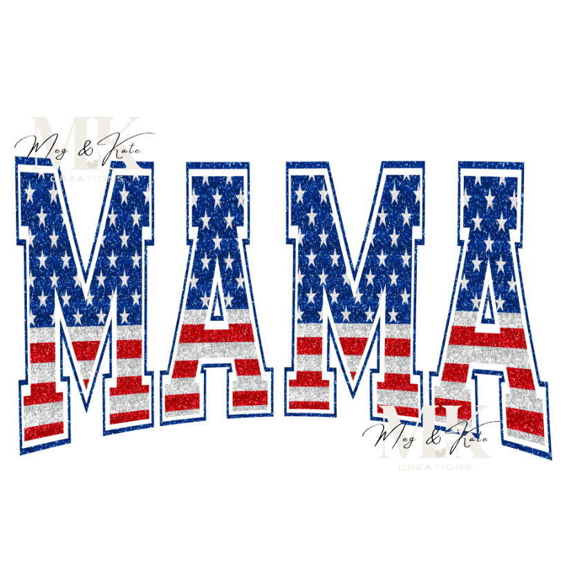 America Mama Faux Glitter DTF TRANSFER