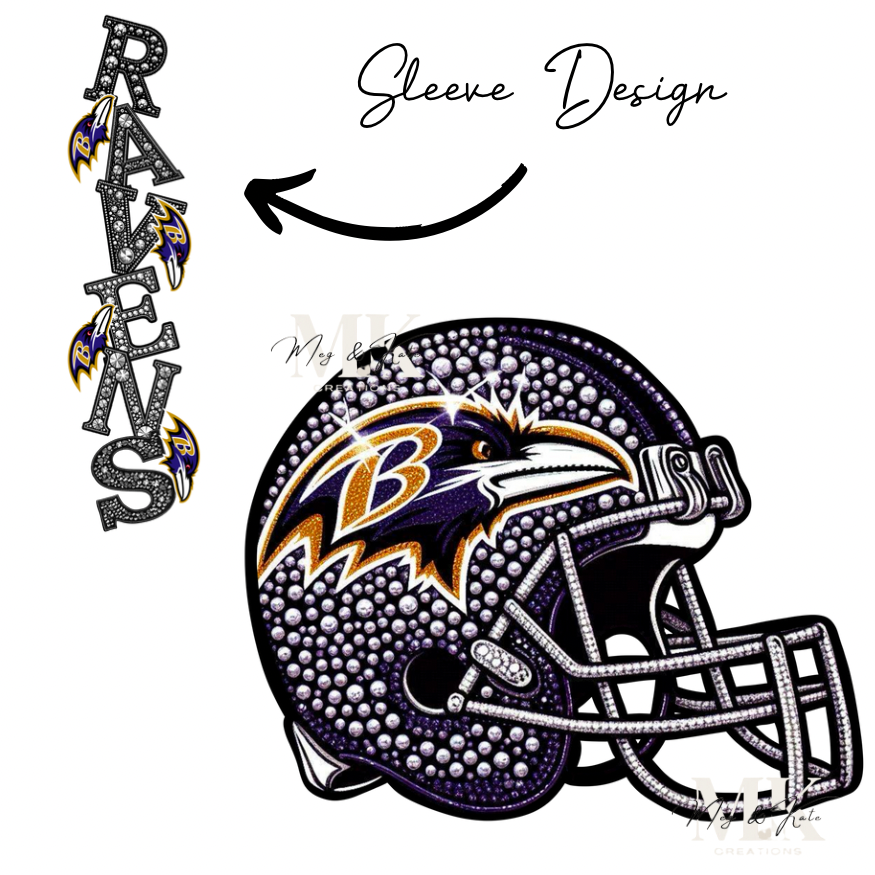 Ravens rhinestone w/ sleeve DTF TRANSFER
