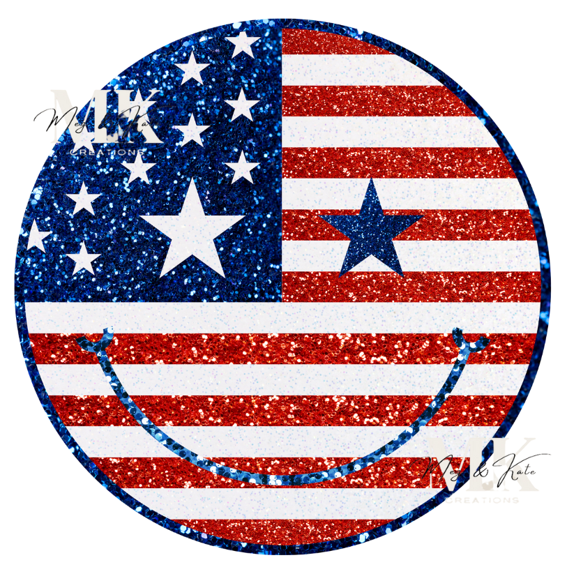 Red White & Blue Smile DTF TRANSFER