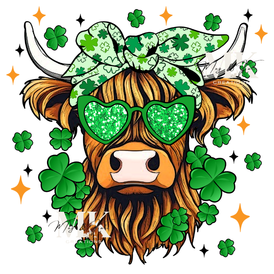 St. Patricks Day Highland Cow DTF TRANSFER
