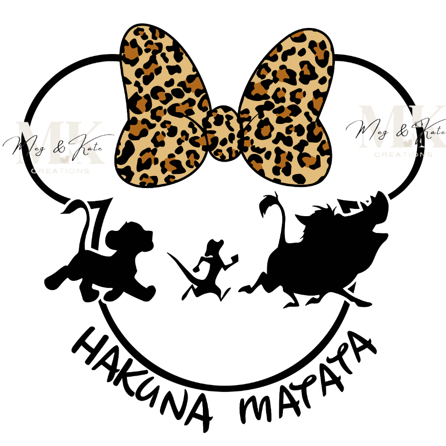 Hakuna Matata Minnie Head (Black) DTF TRANSFER