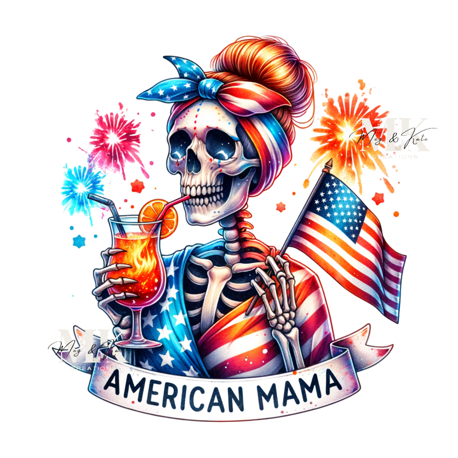 American Mama Skeleton DTF TRANSFER