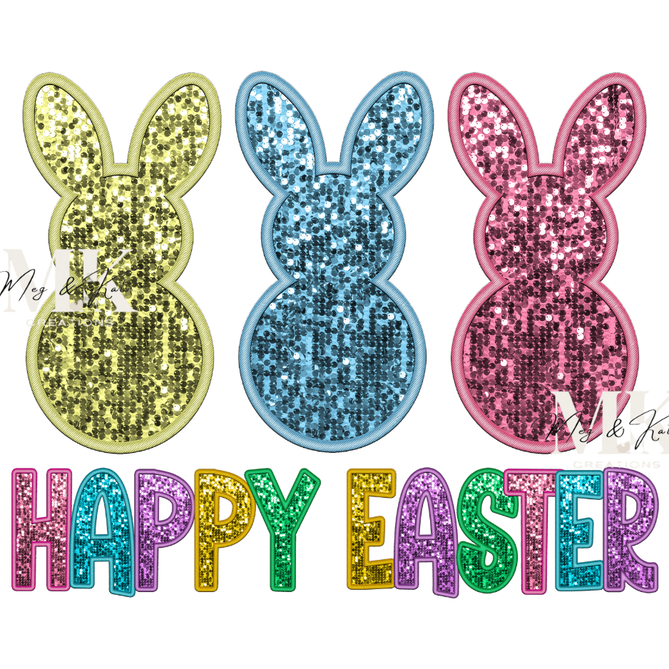Peeps Happy Easter FAUX Sequins DTF TRANSFER