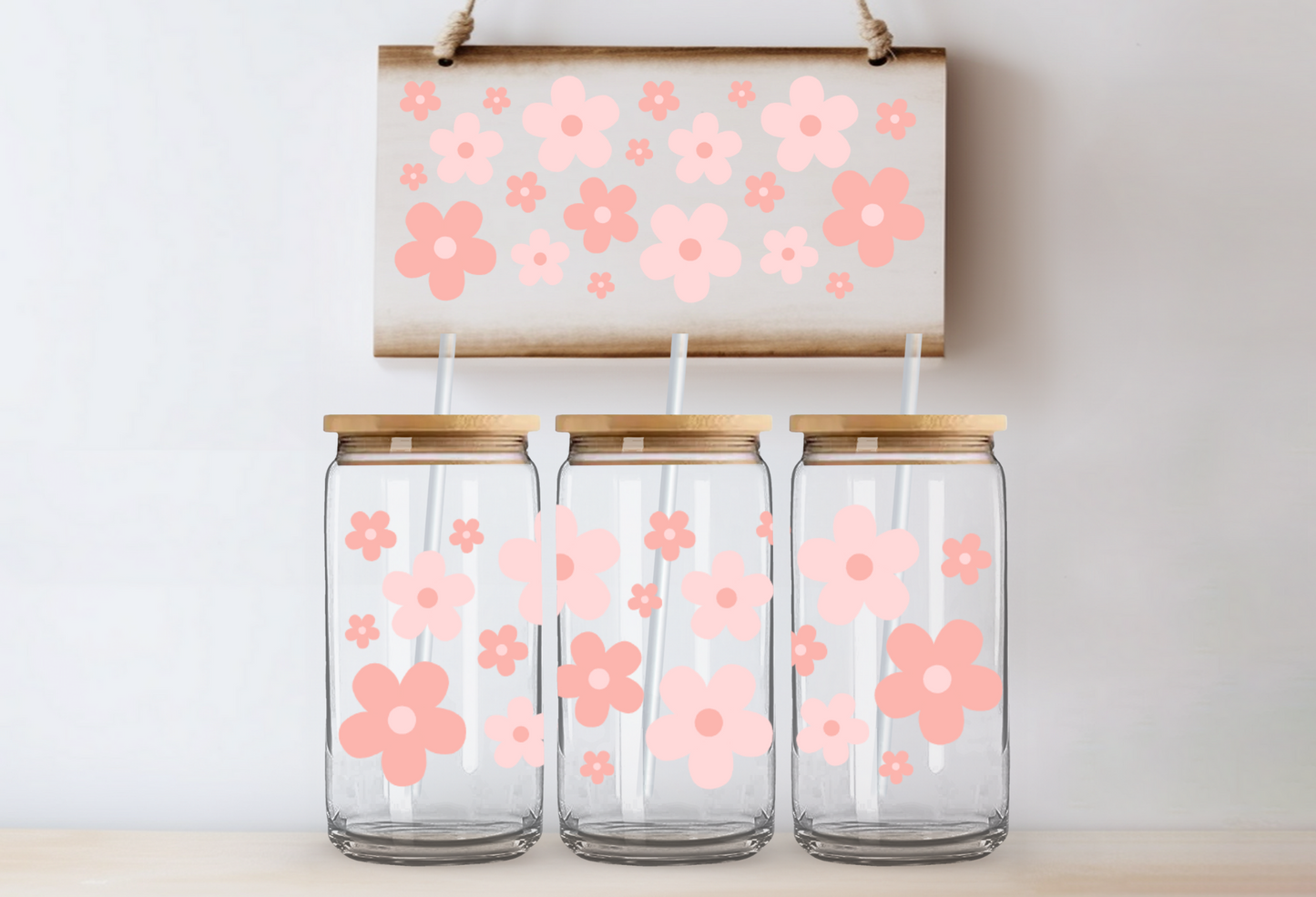 Pink Flowers Libby Glass