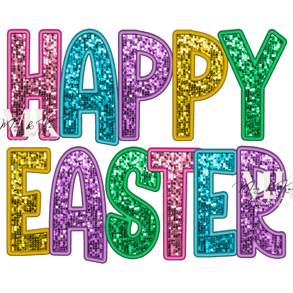 Happy Easter #3 FAUX Sequins DTF TRANSFER
