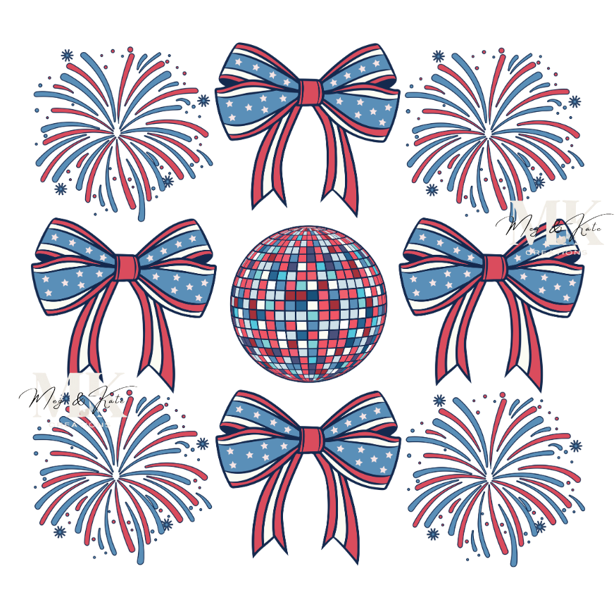 4th of July Fireworks & Bows DTF TRANSFER
