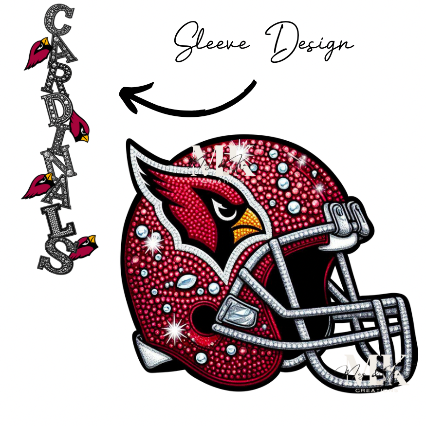 Cardinals rhinestone w/ sleeve DTF TRANSFER