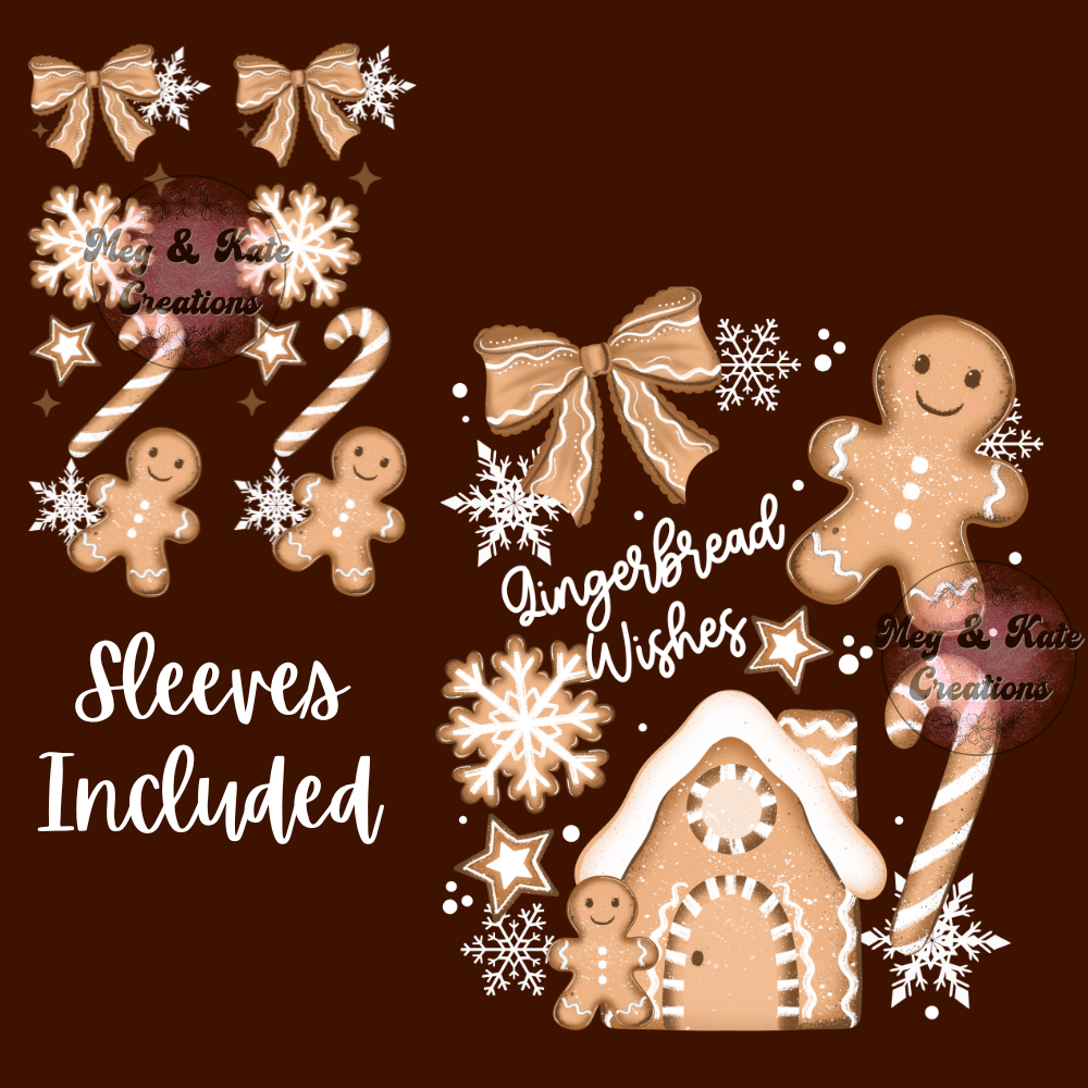 Gingerbread wishes with Sleeves DTF TRANSFER