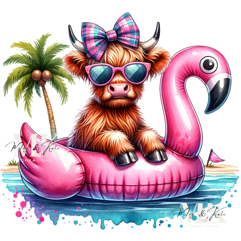 Summer Highland Cow DTF TRANSFER