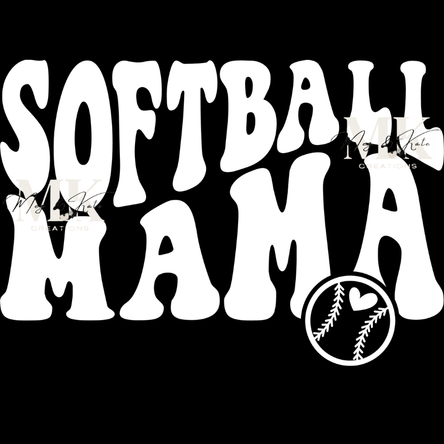 Softball Mama in White DTF TRANSFER