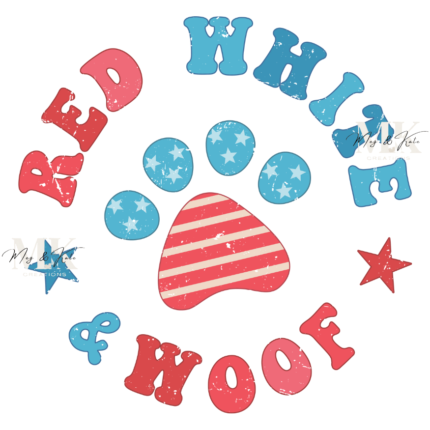 Red White & Woof DTF TRANSFER