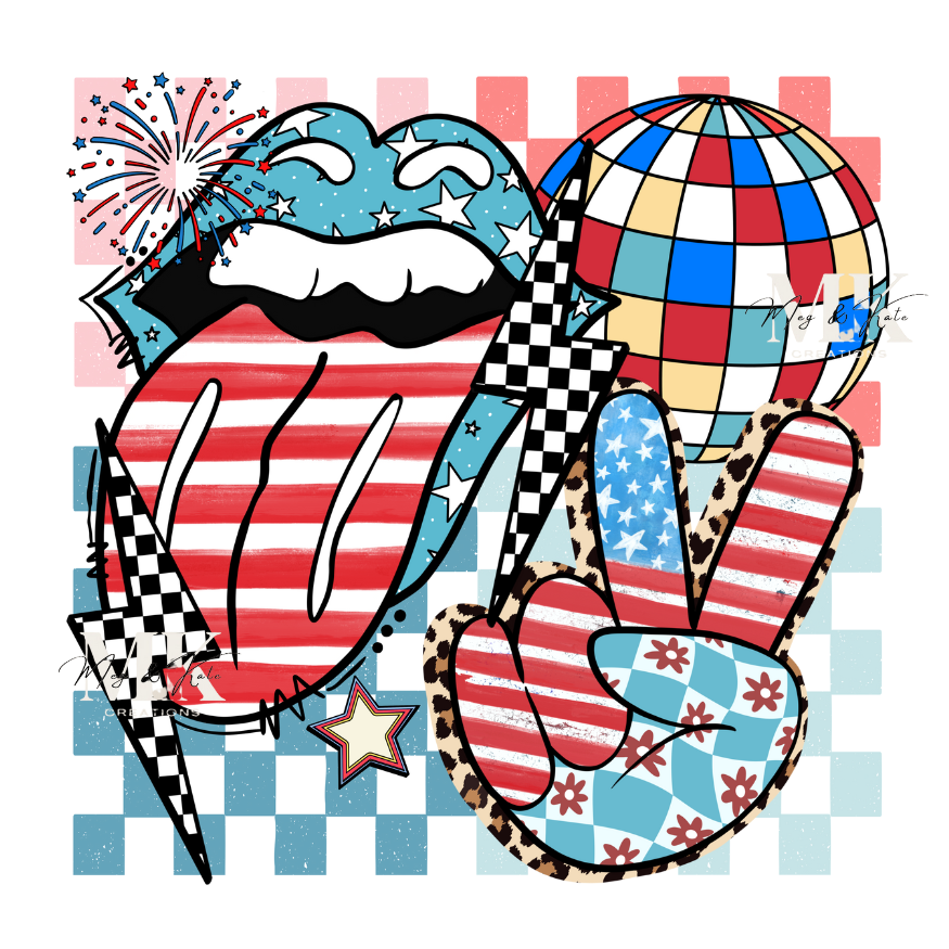 4th of July Lips & Peace DTF TRANSFER