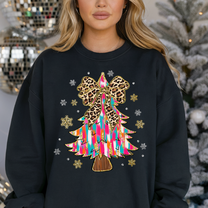 Cheeta Print Bow Christmas Tree
