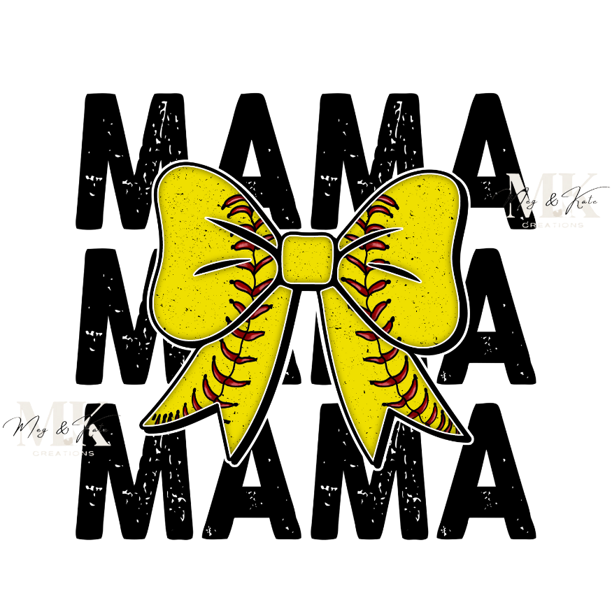 Mama Softball Bow DTF TRANSFER