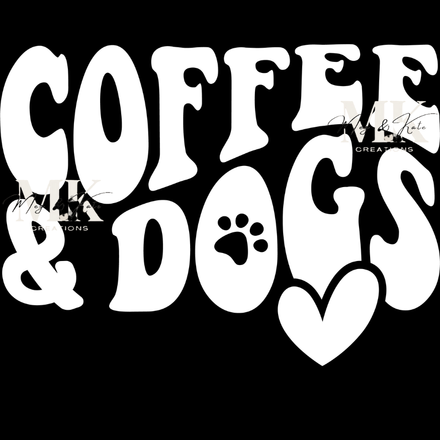 Coffee and Dogs in White DTF TRANSFER