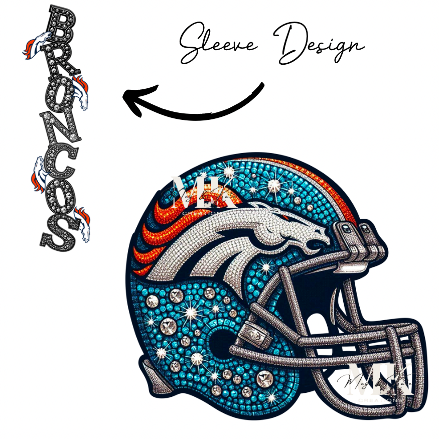 Broncos rhinestone w/ sleeve DTF TRANSFER