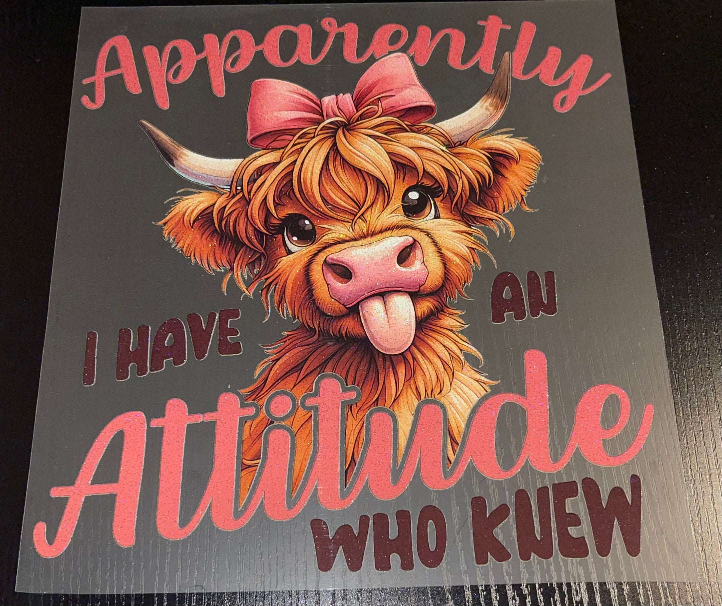 Attitude Cow Glitter Screen Print