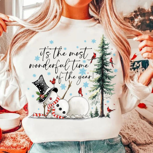 Most Wonderful Time Snowman Glitter Screen Print