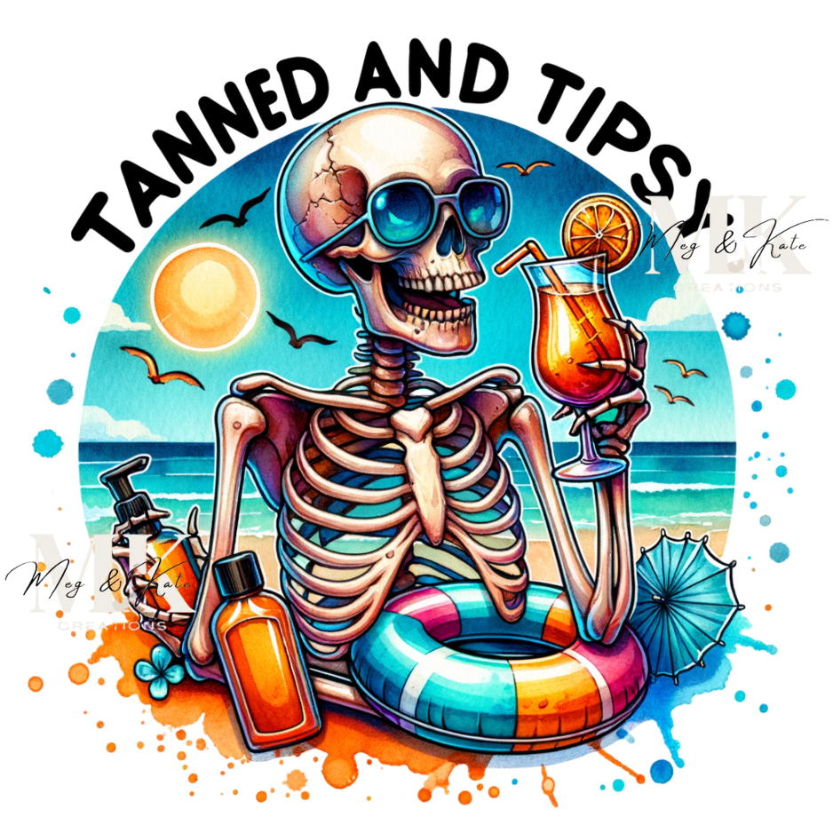 Tanned & Tipsy Skeleton DTF TRANSFER