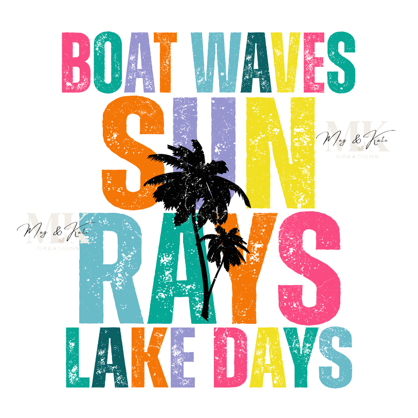 Boat Waves Sun Rays Lake Days DTF TRANSFER