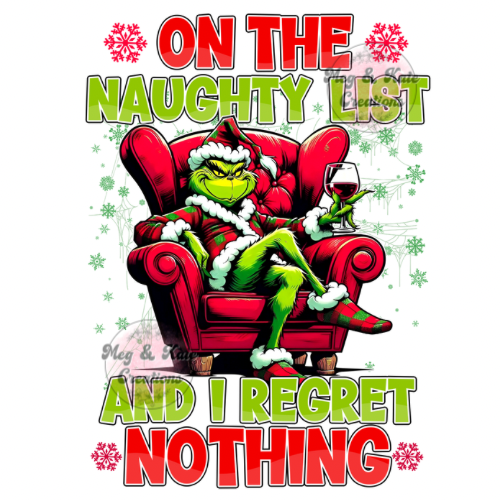 On The Naughty List Green Man DTF TRANSFER