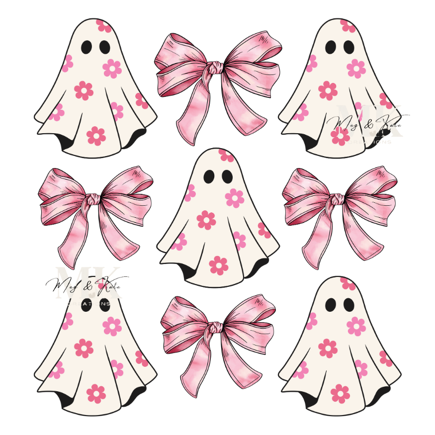 Pink Ghosts & Bows DTF TRANSFER