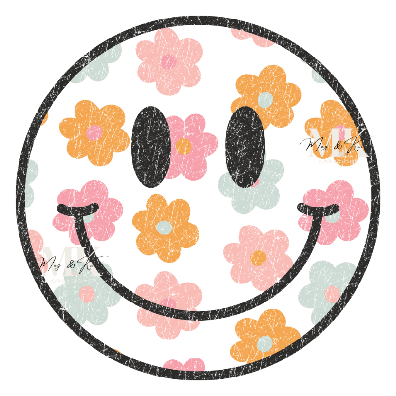 Retro Floral Face DTF TRANSFER