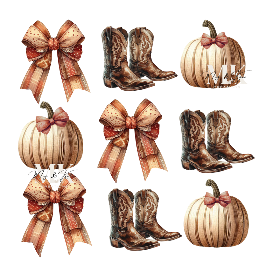 Boots Pumpkins & Bows DTF TRANSFER