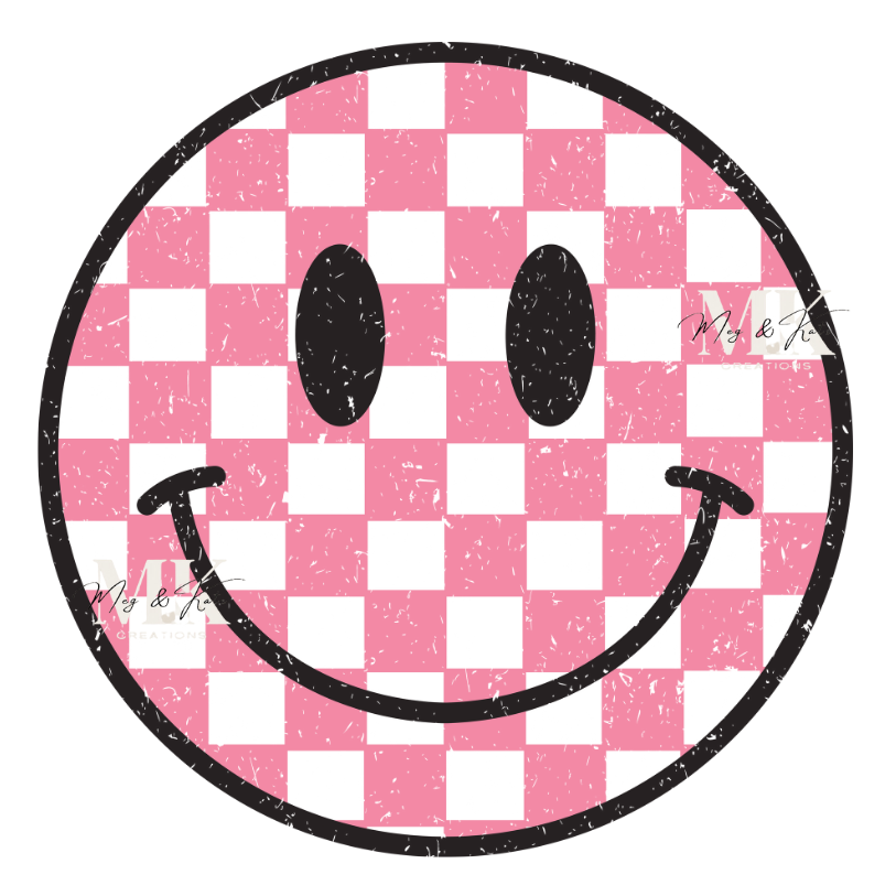 Pink Checkered Face DTF TRANSFER