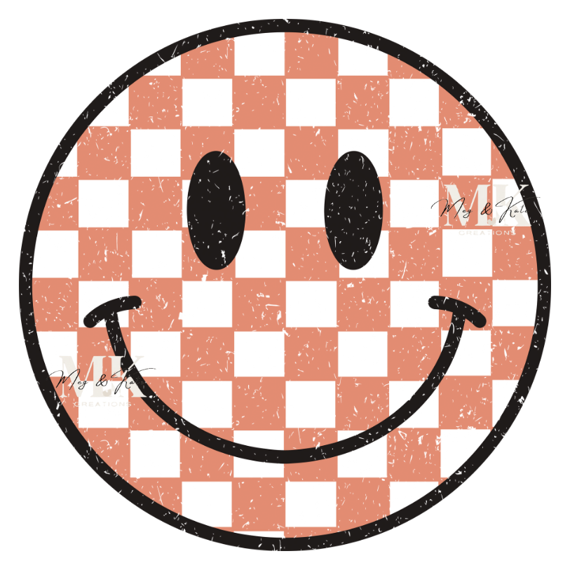 Orange Checkered Face DTF TRANSFER
