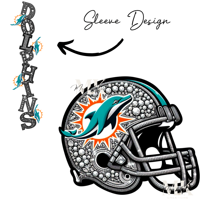 Dolphins rhinestone w/ sleeve DTF TRANSFER