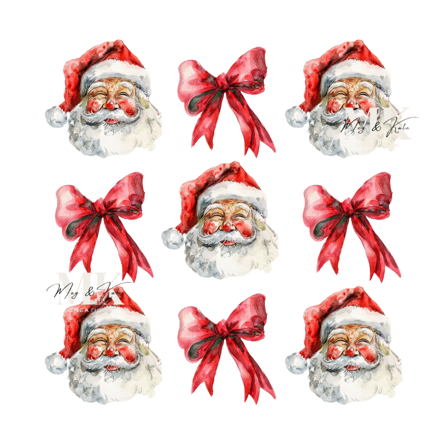 Santa and Bows DTF TRANSFER