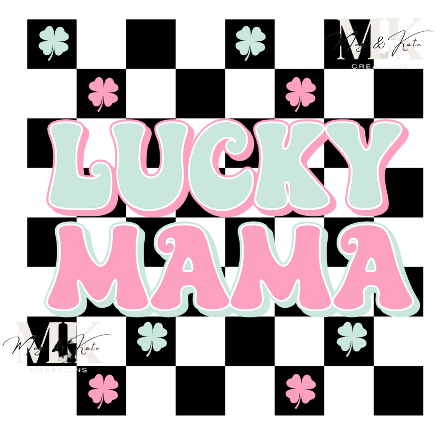 Lucky Mama Pastel Checkered DTF TRANSFER