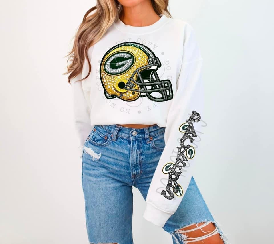 Packers helmet rhinestone w/ sleeve