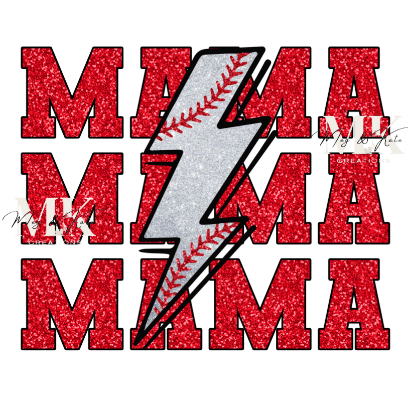 Baseball Mama FAUX GLITTER DTF TRANSFER