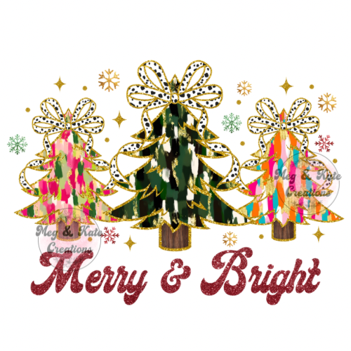 Merry & Bright Trees DTF TRANSFER