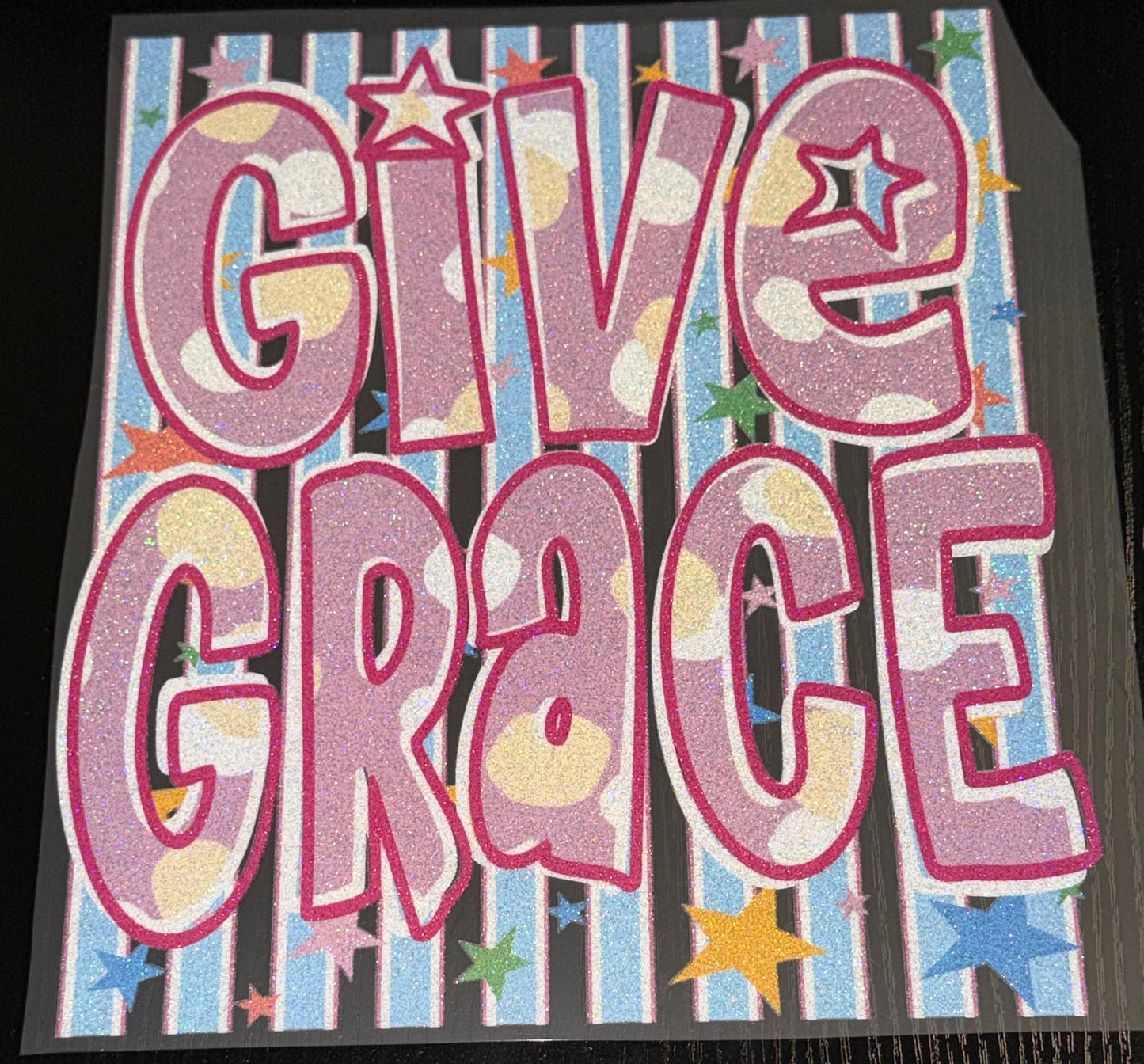 Give Grace Glitter Screen Print