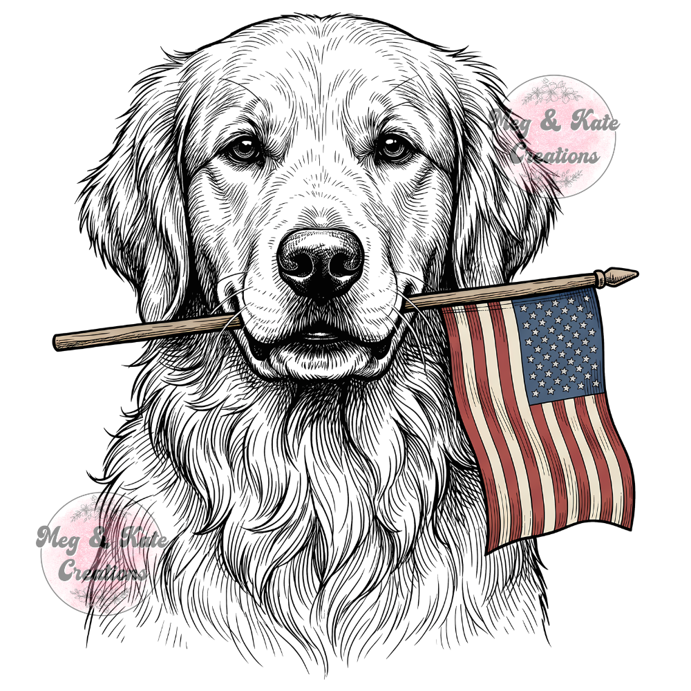 Flag Dog DTF TRANSFER