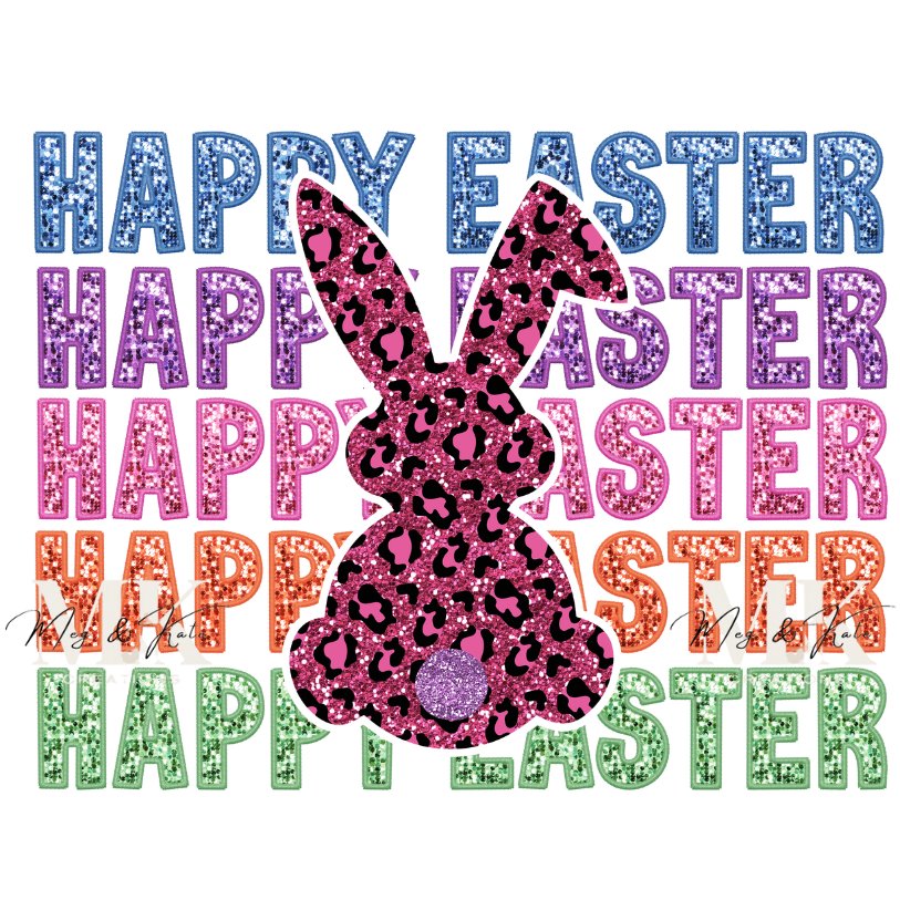 Happy Easter FAUX GLITTER DTF TRANSFER