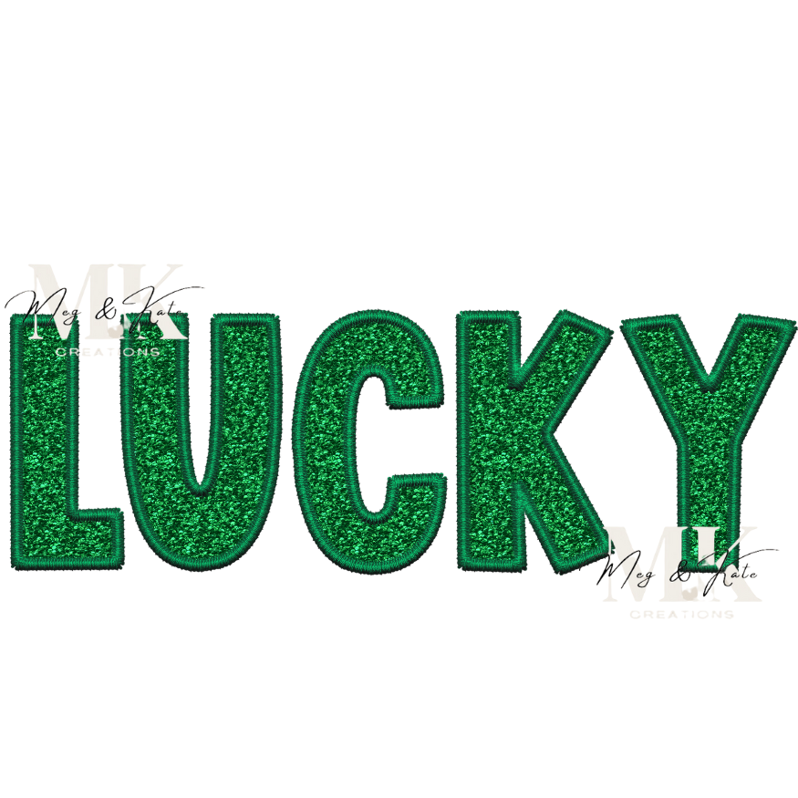Lucky FAUX Glitter Embroidery DTF TRANSFER