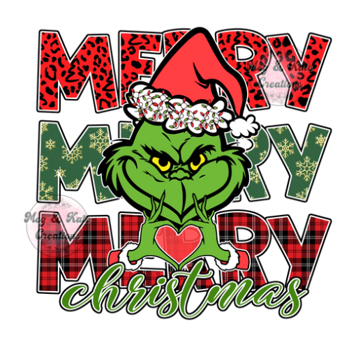 Merry x3 Christmas Green Man DTF TRANSFER