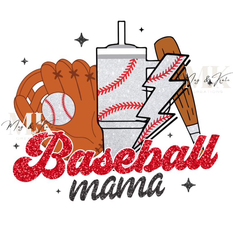 Baseball Mama #2 FAUX GLITTER DTF TRANSFER