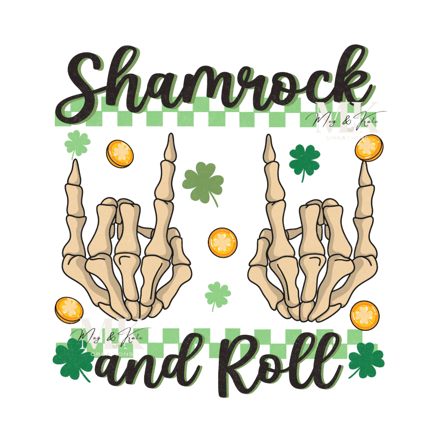 Shamrock and Roll Skeleton DTF TRANSFER