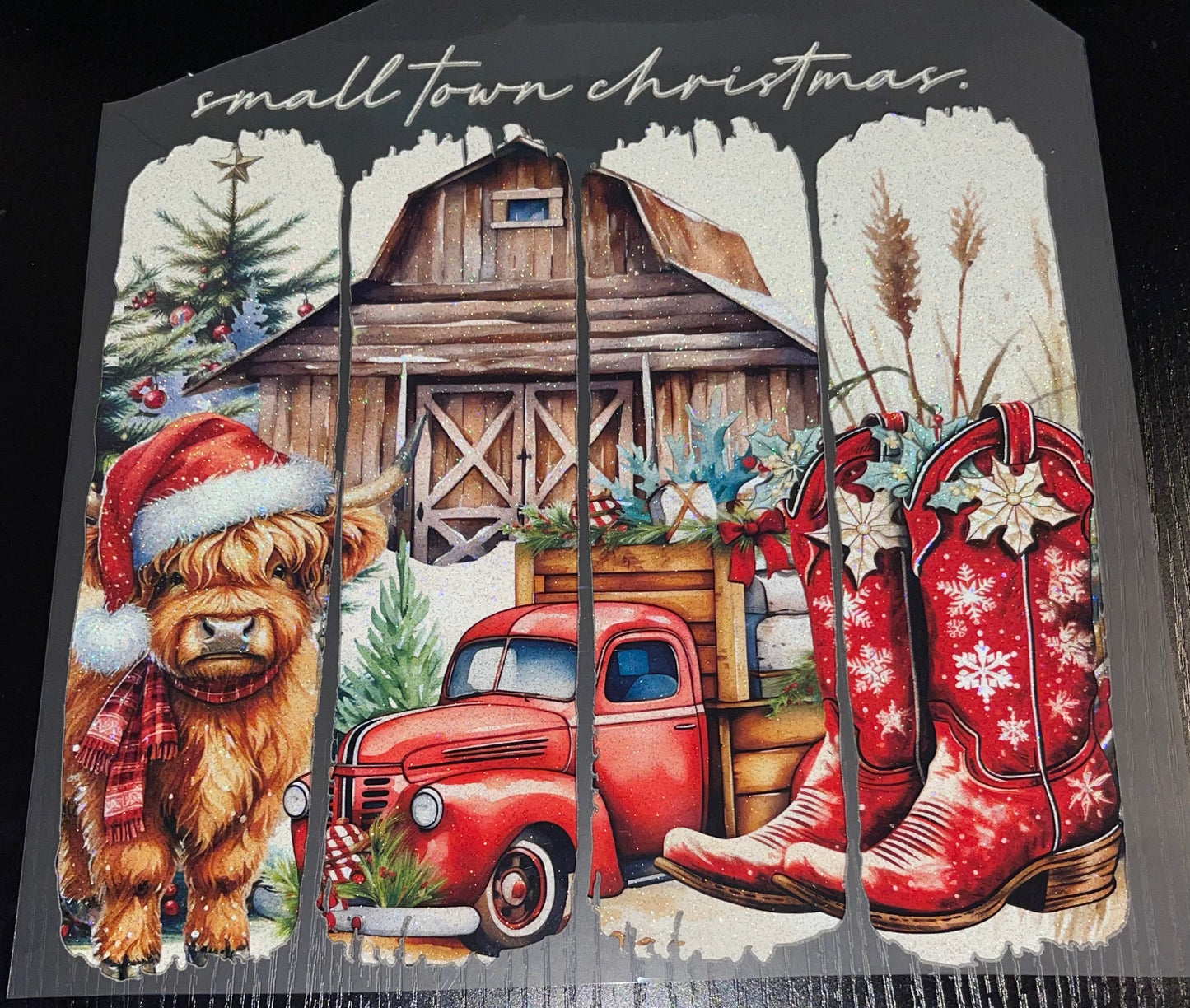 Small Town Christmas Glitter Screen Print