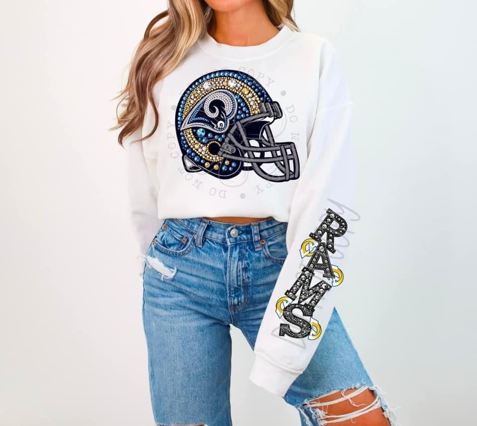 Rams helmet rhinestone w/ sleeve