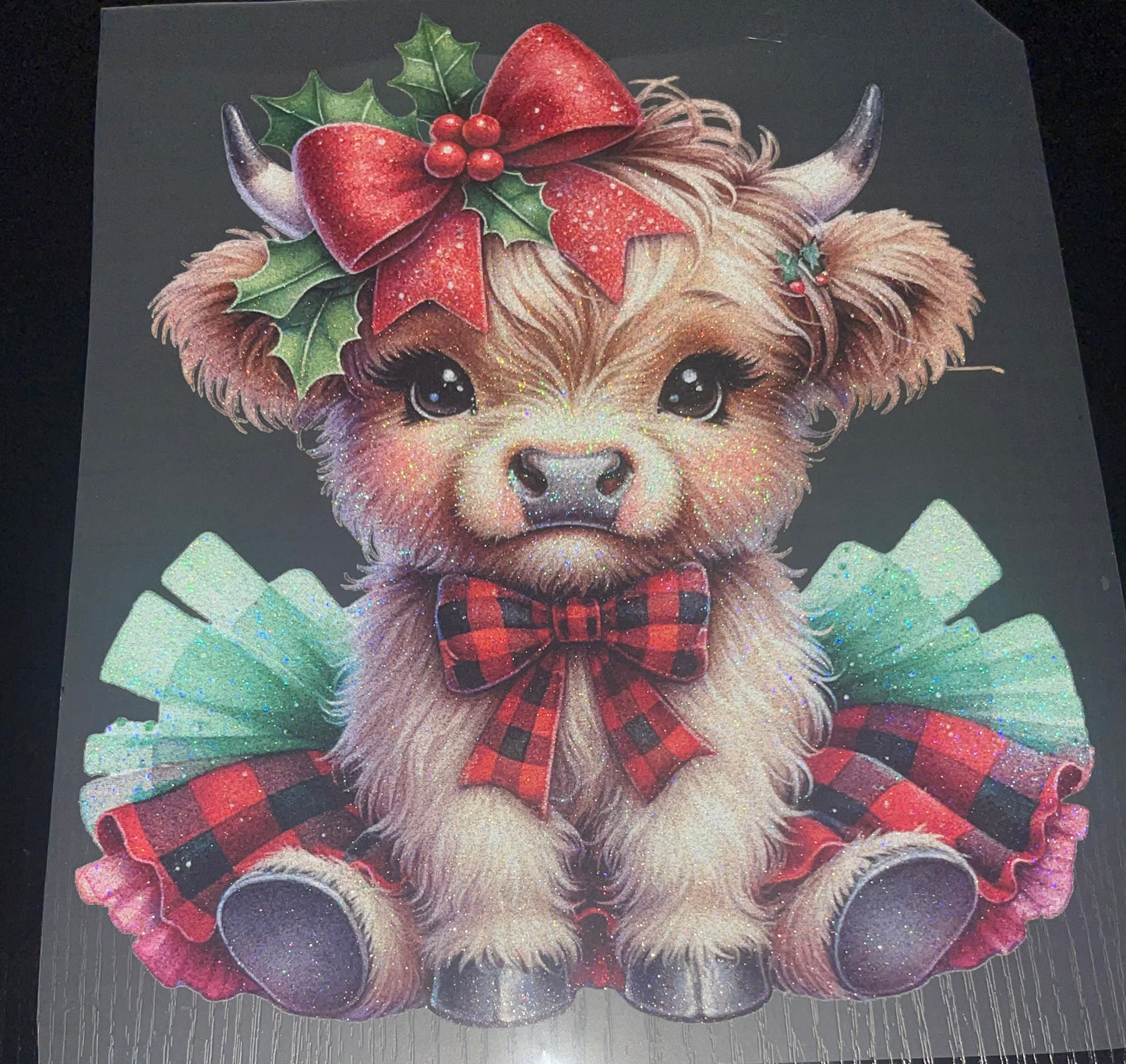 Christmas Cow Glitter Screen Print