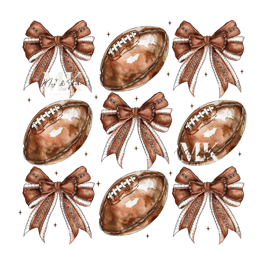 Footballs and Bows DTF Transfer
