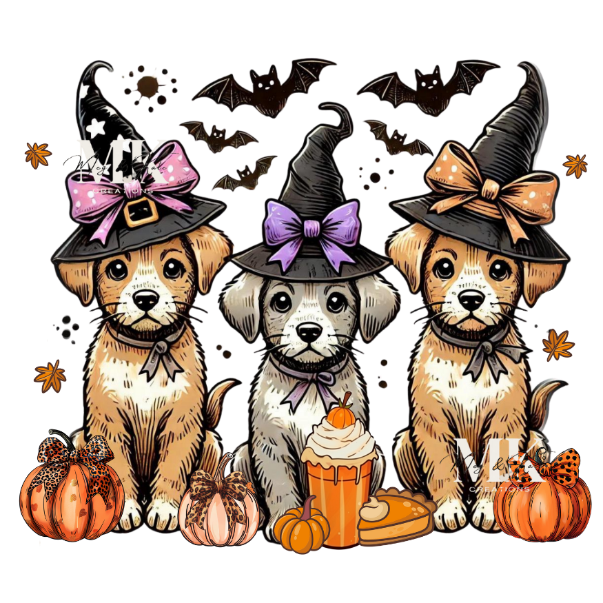 White/Brown Halloween Dogs DTF Transfer