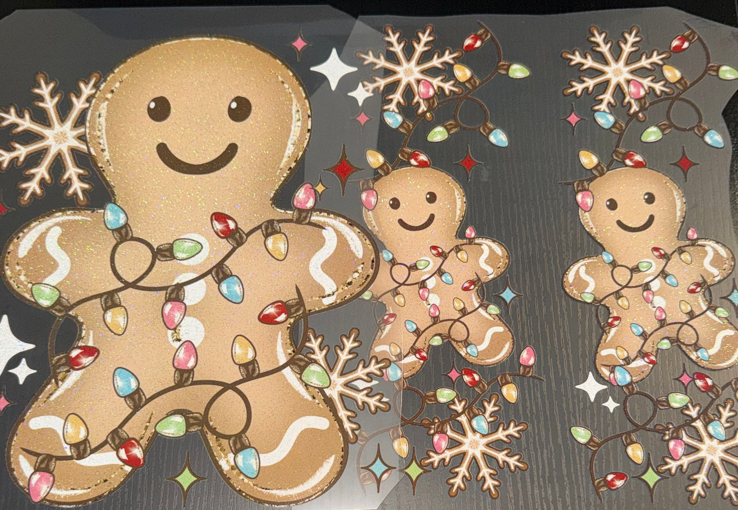 Gingerbread Lights with Sleeve Set Glitter Screen Print